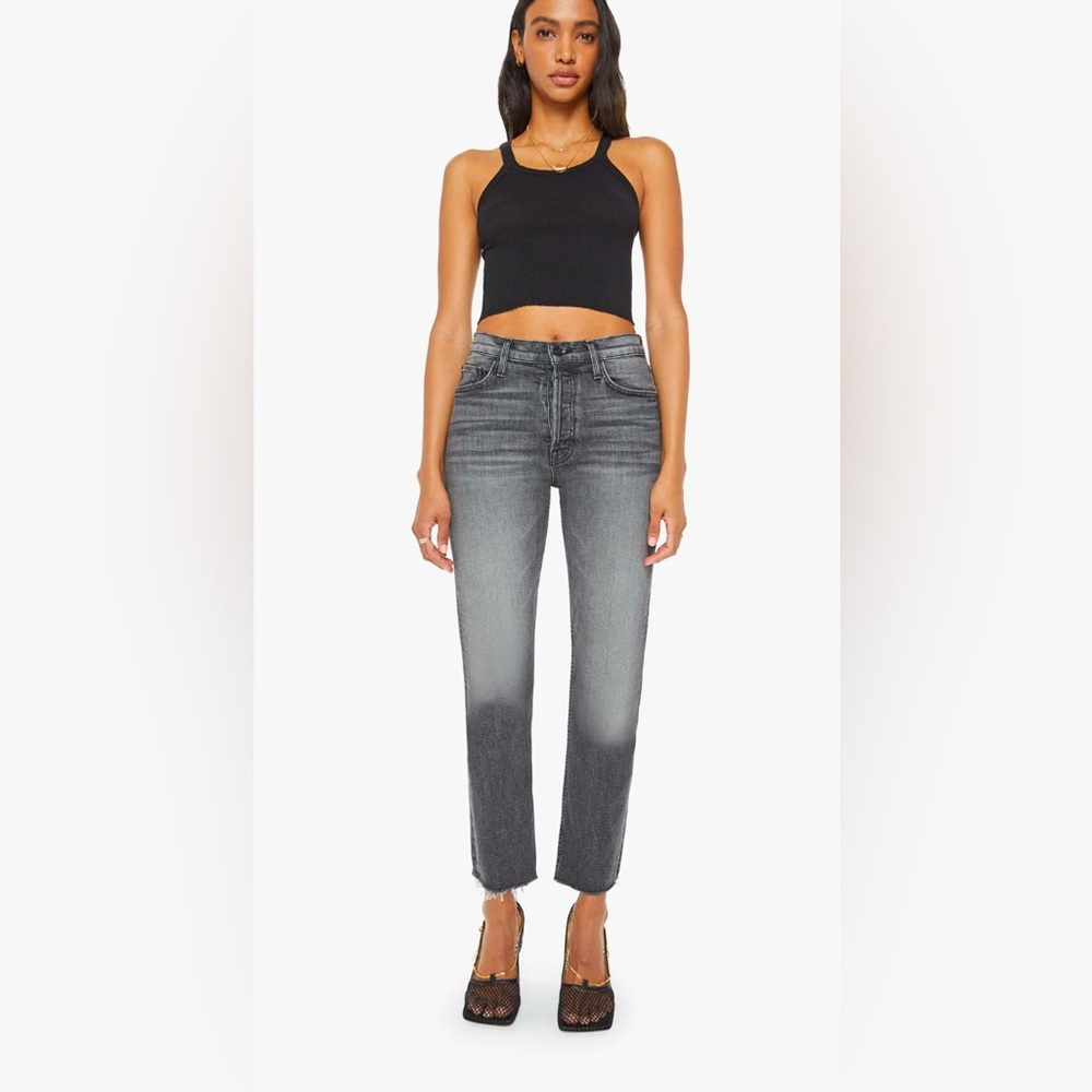 Worn once - MOTHER Denim Tomcat Ankle Fray - dark grey